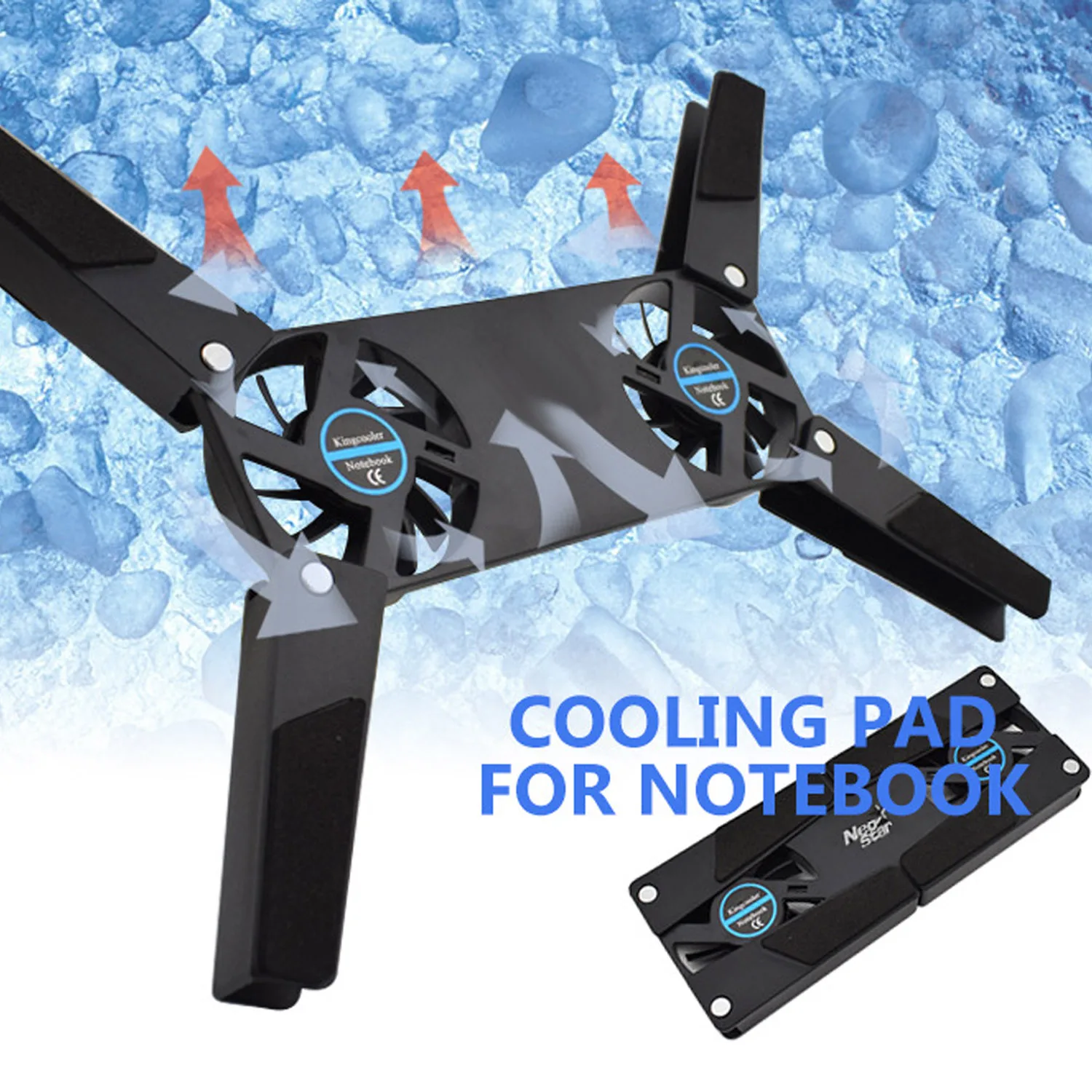 Портативный складной кулер Besegad для ноутбука охлаждающая подставка с двумя