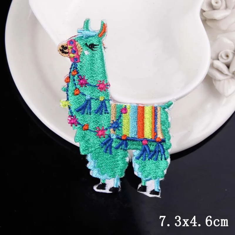 Cute Alpaca Sheep Iron On Patches For Clothing Cartoon Patch Embroidered Tshirt Fabric Sticker Applique Clothes | Дом и сад