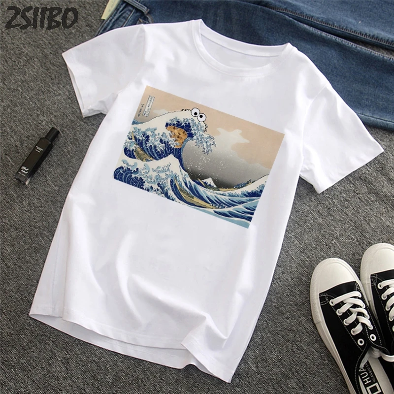 Летняя женская футболка с забавным принтом Повседневная короткими рукавами в