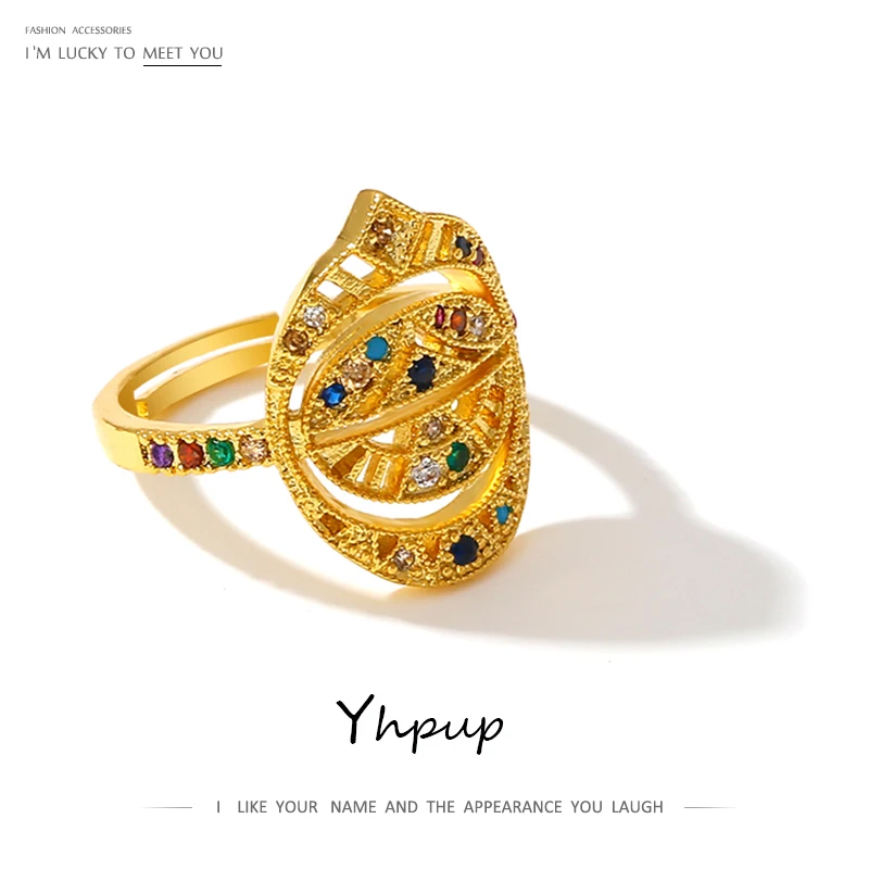 Роскошное циркониевое регулируемое Радужное кольцо Yhpup с кубическим цирконием