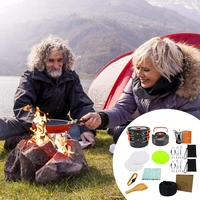 camping barbecue portable collocation set cookware anodized aluminum cookware kettle stainless steel cutlery outdoor products