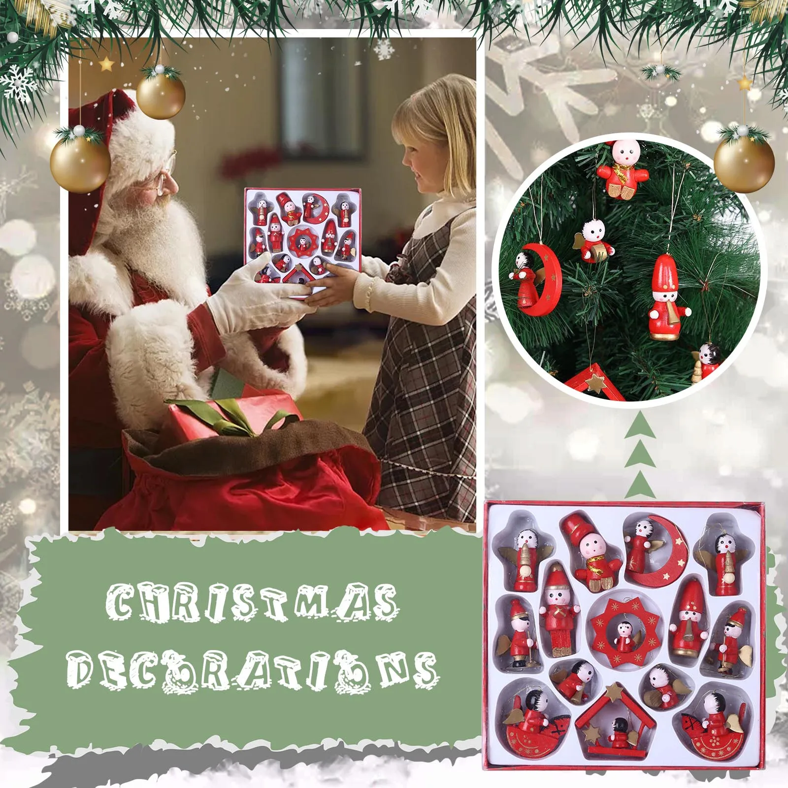 

Hand Painted Mini Wooden Pendants Christmas Tree Decoration Santa Snowman Woodcarving Hanging Ornaments Navidad Gifts 2021 #40