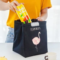 portable lunch bag for women cartoon kids bento cooler bags flamingo thermal breakfast food box picnic travel