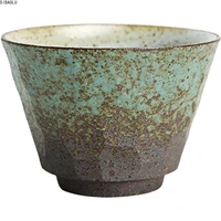 japanese coarse pottery tea cup green and black color handmade ceramic kung fu tea cups small tea bowl retro home decor