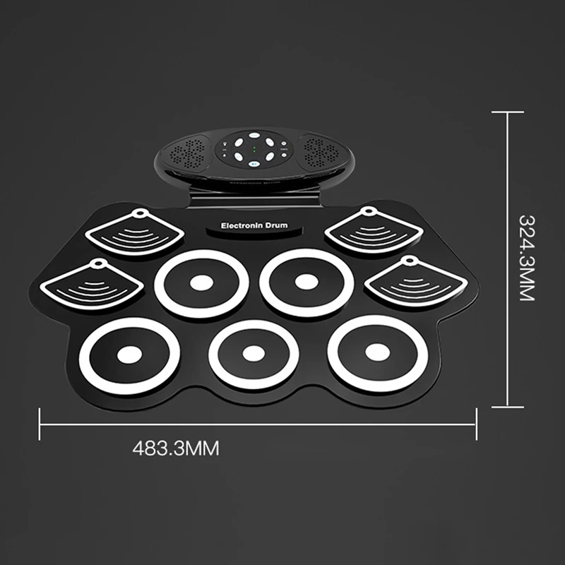 

Electronic Roll Up Thicken Silicone Drum Electric Drum Kit 9 Pads Drum with Drumsticks Support Usb Midi / Us Plug