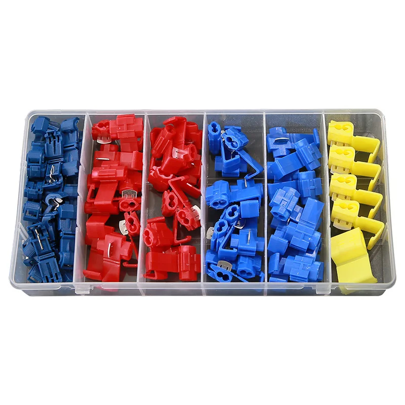 65pcs Line Connector 10-24A Terminal Joint Blue Red Quick Connection Clip Wire Crimp Splitter Lip Break Clamp Soft Distributor |
