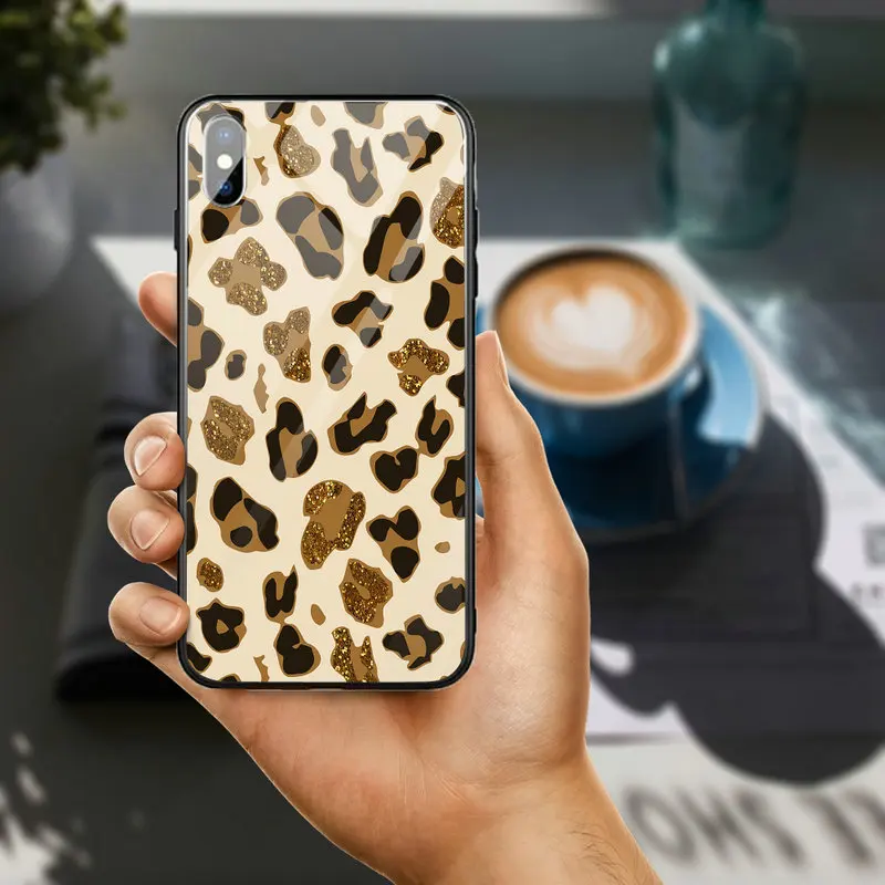 Чехлы для телефонов из закаленного стекла с леопардовым принтом тигра