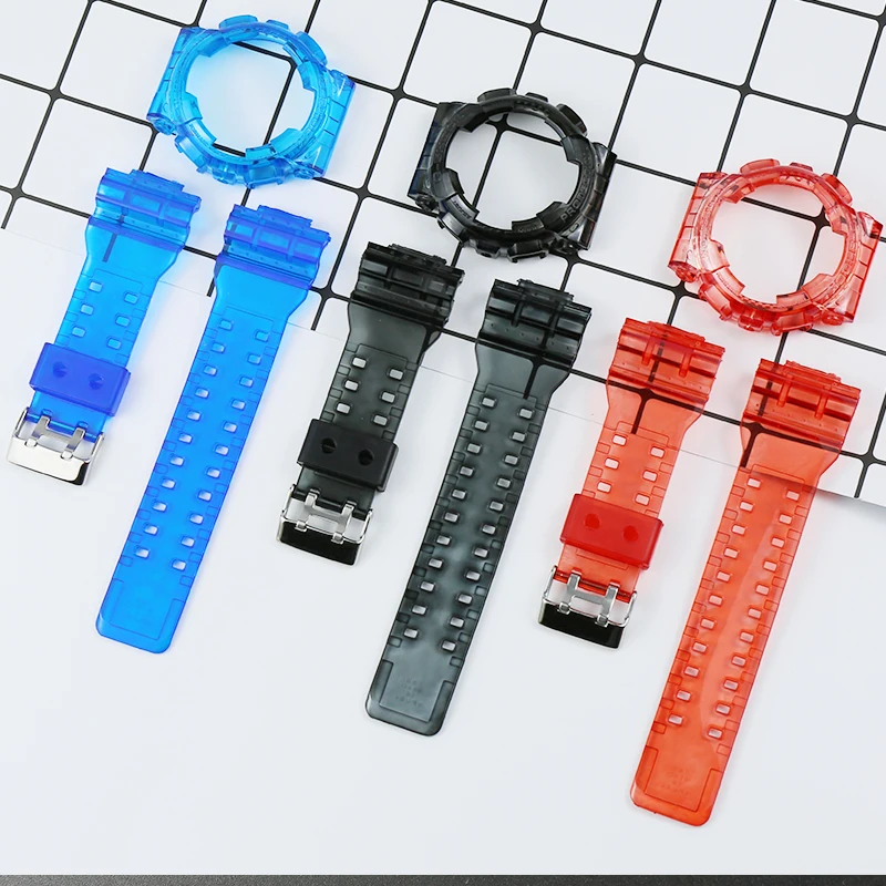 Аксессуары мужской резиновый ремешок для Casio G SHOCK прозрачный из смолы GD120/GA 100C/GA 110