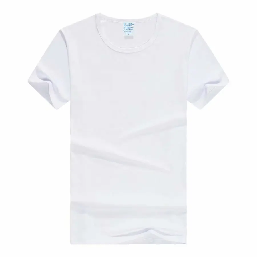 

Pure cotton white round collar short sleeve T-shirt