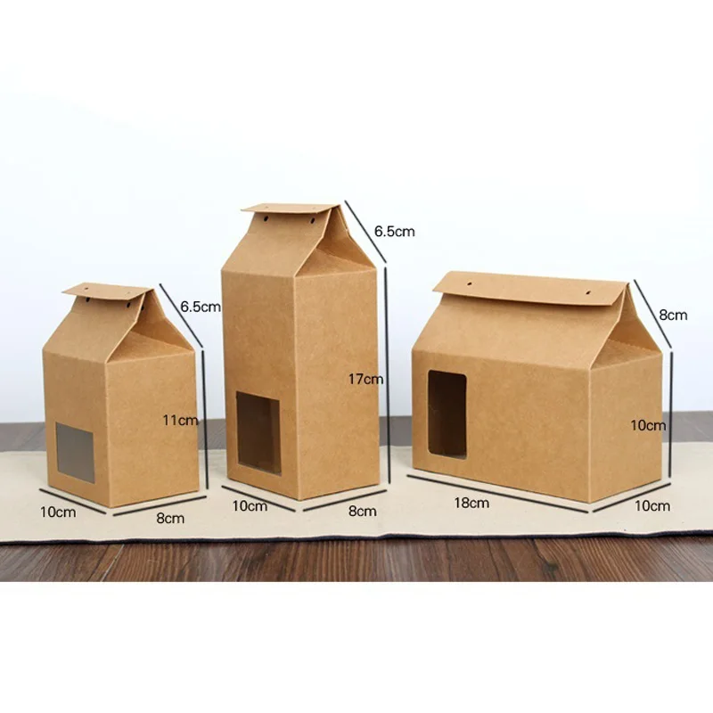 100 шт./лот картонный пакет из крафт бумаги для упаковки чая прозрачная оконная