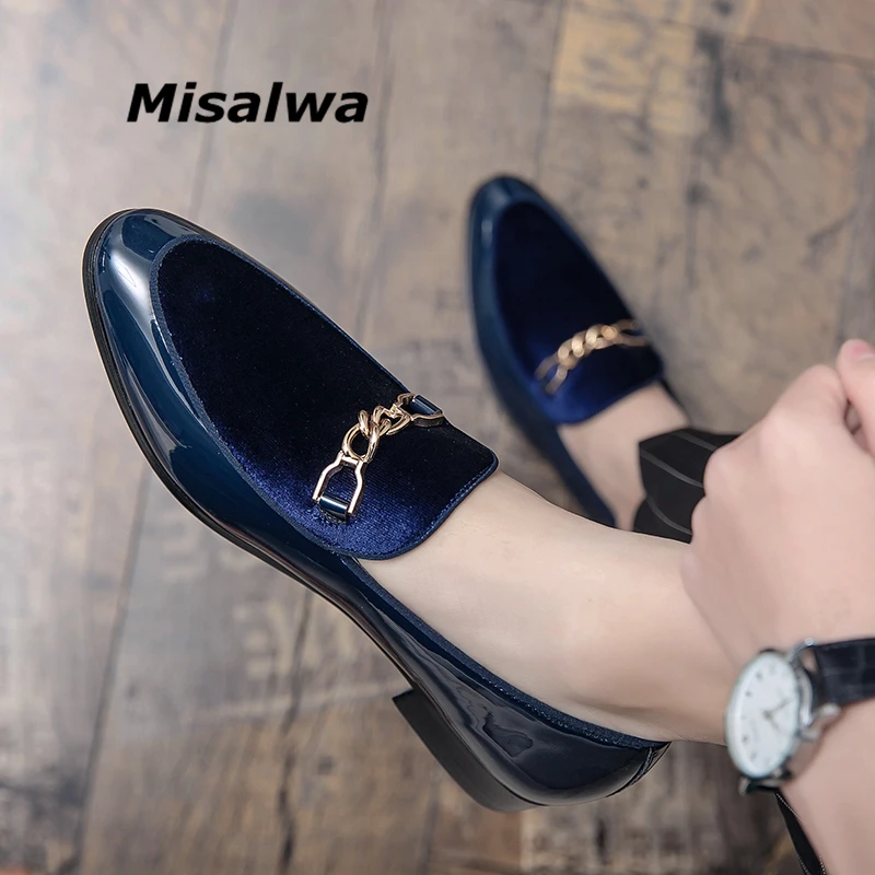 

Misalwa Прямая поставка 38-48 размер полуформальные мужские классические туфли красные синие мужские вечерние Лоферы металлические украшения К...