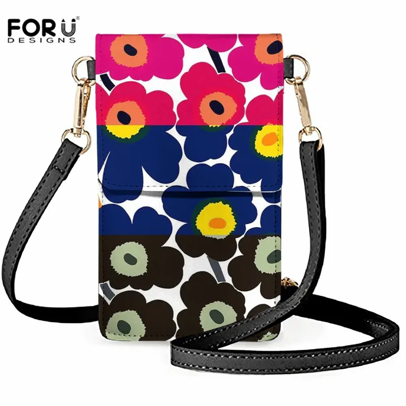 

Luxury Brand Lady Phone Bag Designer Transparent Touch Screen Long Wallet Poppy Floral Printed Mobile Phone Bags Crossbody Bag
