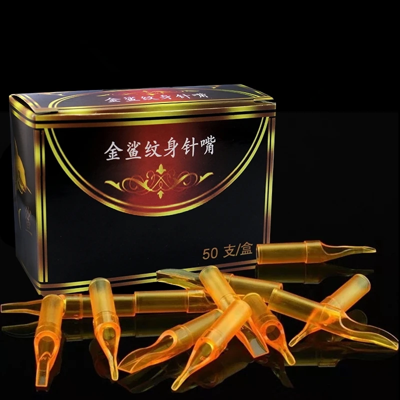 

100pcs/set Gold Disposable Sterile Short Tattoo Tips Nozzle Supply Round Flat/Magnum Size 5/7/9/11/13/15FT 3/5/7/9/11/13/14RT