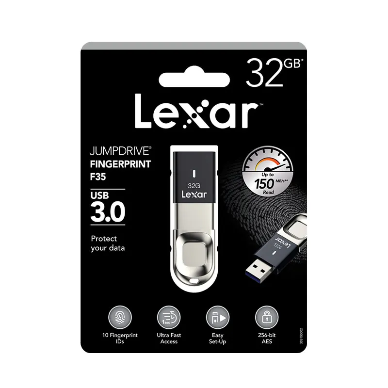 Флэш-накопитель Lexar с кодировкой по отпечатку пальца 32 ГБ 64 128 256 флэш-накопитель F35