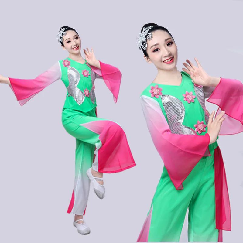 

Hanfu classical dance costume female yangko clothing fan dance performance costume chinese folk dance costume for woman