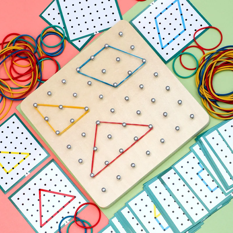 Tablero de u&ntilde;as peque&ntilde;o y creativo, juguete interactivo de aprendizaje temprano, con forma de ejercicio cognitivo, ayuda did&aacute;ctica, gr&aacute;ficos geom&eacute;tricos-2