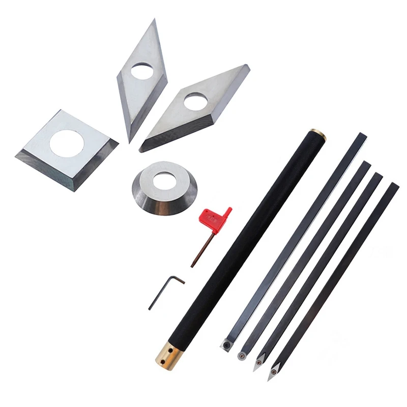 

5Pcs Wood Lathe Turning Tool Lathe Tool Insert Cutter Woodworking Tool Set & 10Pcs Diamond Square Round Blades
