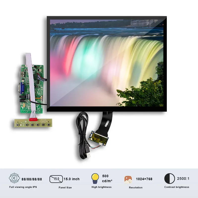 

Оригинальный Innolux 15,0 дюймов полный угол обзора TFT сенсорный ЖК-дисплей с платой 500 Nits LVDS 20-контактный фотографический