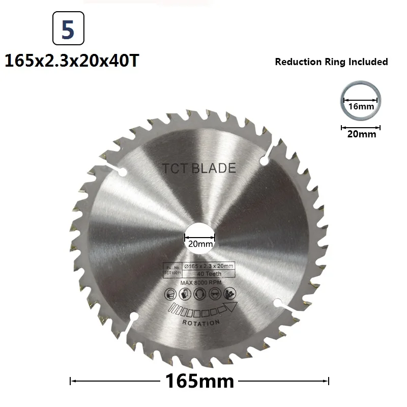 1pc 165x2.3x20x40T XCAN 1 шт. диаметр 160-210 мм mulitpropose TCT циркулярная пила Лезвие для обработки древесины режущий диск с твердосплавным наконечником - Цвет: 1pc 165x2.3x20x40T