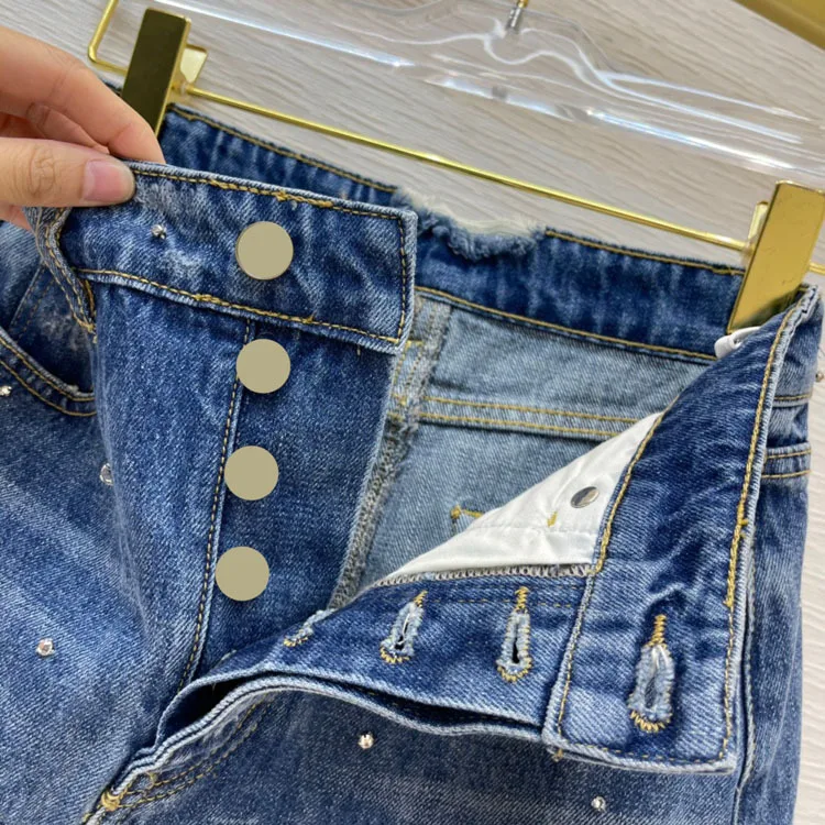 High-end Brand Jean Skirts for Women Summer 2020 Streetwear Style High Waist Mini Skirts Luxury Diamond Casual Denim Skirts Lady