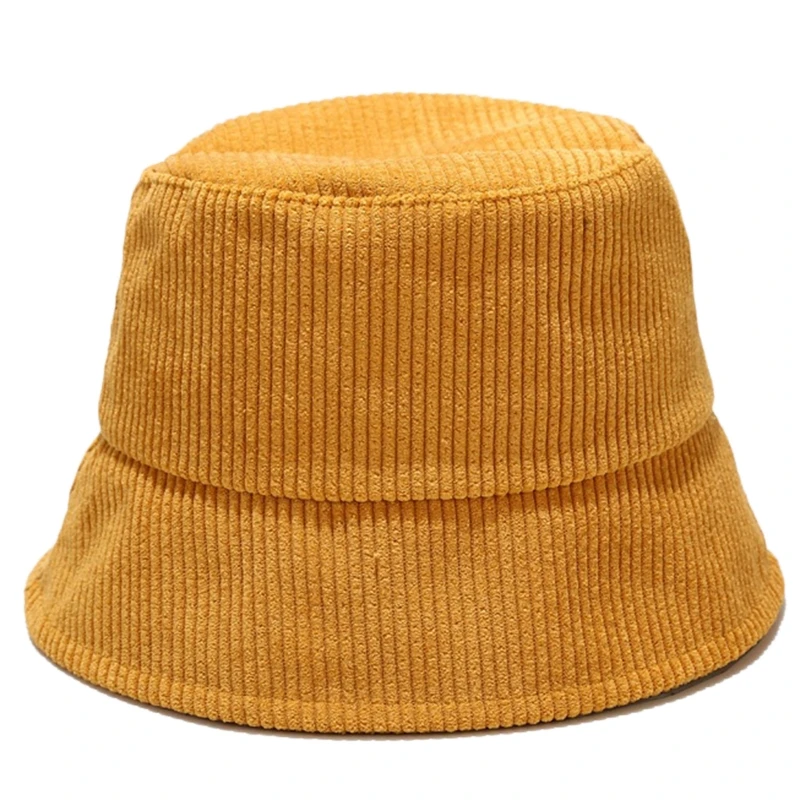 Мода для взрослых Зимние ребристые бархатное Ведро Шляпа Сплошной Цвет