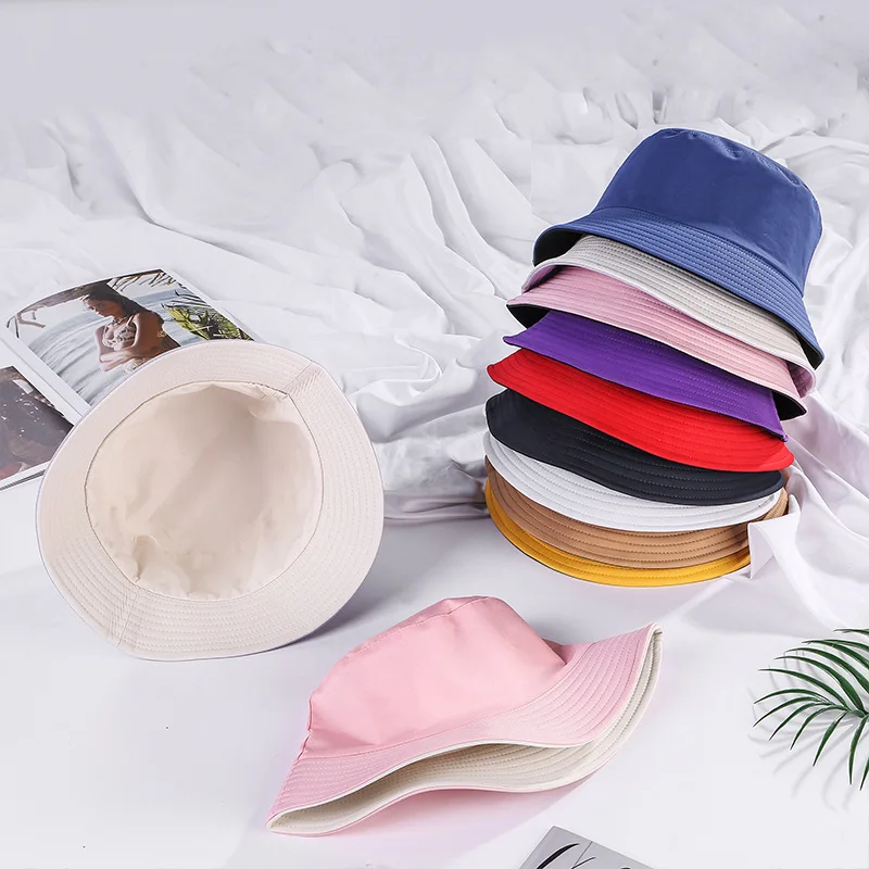 Двухсторонняя Кепка, однотонная, мужская шляпа-Панама, женская шляпа от солнца, двусторонняя, рыбацкая шляпа, летняя Панама, кепки от солнца ...