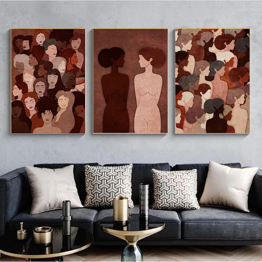 

Nordic Canvas Painting Equal Strong Woman Art Poster African Woman Power Picture Modern Decoration for Bedroom Frameless Mural
