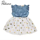 Платье в горошек для маленьких девочек; платье принцессы с цветочным рисунком; детское кружевное летнее платье из тюля с бантом-бабочкой; Vestidos