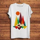 Футболка мужская с короткими рукавами, Современная Художественная цветная тенниска в стиле унисекс, с принтом медведя горы и природы, крутая Повседневная Уличная одежда, белая