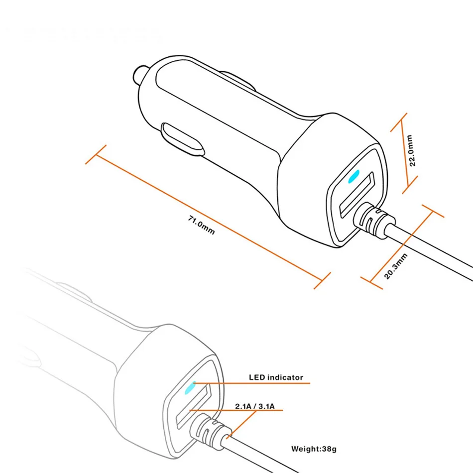 Автомобильное зарядное устройство USB с кабелем Micro usb type C, автомобильное зарядное устройство для зарядки телефона, usb-адаптер для samsung S8 S9 S10 Plus Xiaomi huawei