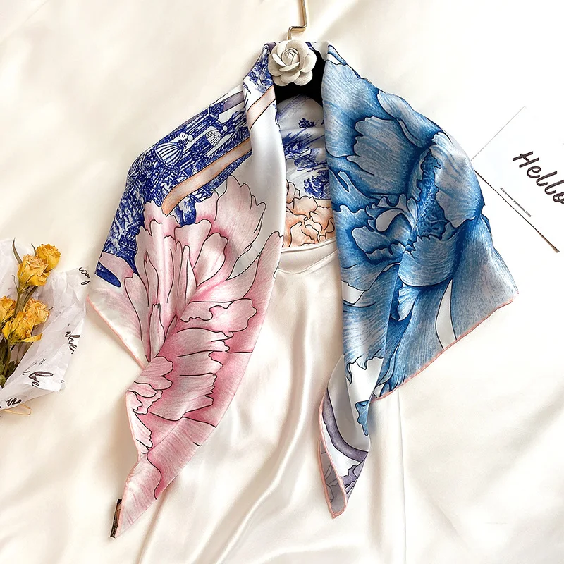 

2021 твиловый шелковый шарф модная шаль с принтом повязка на голову шейный платок Женская бандана женский Пашмина хиджаб сумка шарфы Новинка