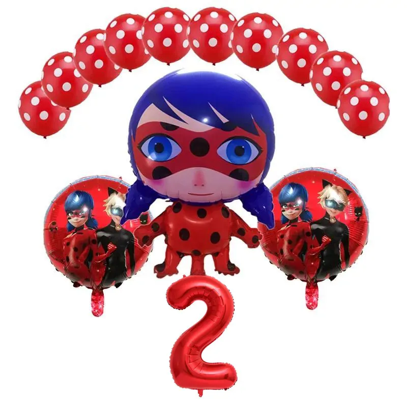 Balloons-32-14pcs 6 шт./компл. из мультфильма, популярная яркая детская одежда с рисунком "Божья коровка" Фольга воздушные шары День рождения украшения божья коровка гелиевый Майларовый и 32 дюймов шара с цифрой - Цвет: Balloons-32-14pcs
