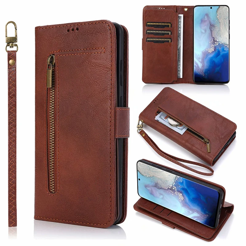 

Haissky Zipper Magneti Wallet Case for Samsung Galaxy S20 S20 Ultra Detachable Flip Leather Case For Samsung S20 Plus Cover