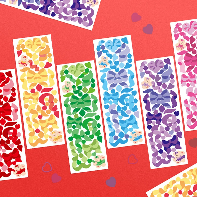 

1Pc Colorful Ribbon Decorative PVC Stickers Waterproof Bow Bear Scrapbooking Stick Label Diy Diary Album Stationery Sticker Cute