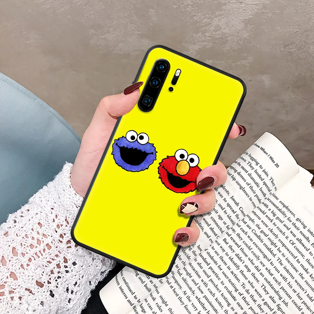 

Cartoon Sesame Cookie Monster Phone Case For Huawei P Mate Smart 10 20 30 40 Lite Z 2019 Pro black Cell Silicone Waterproof