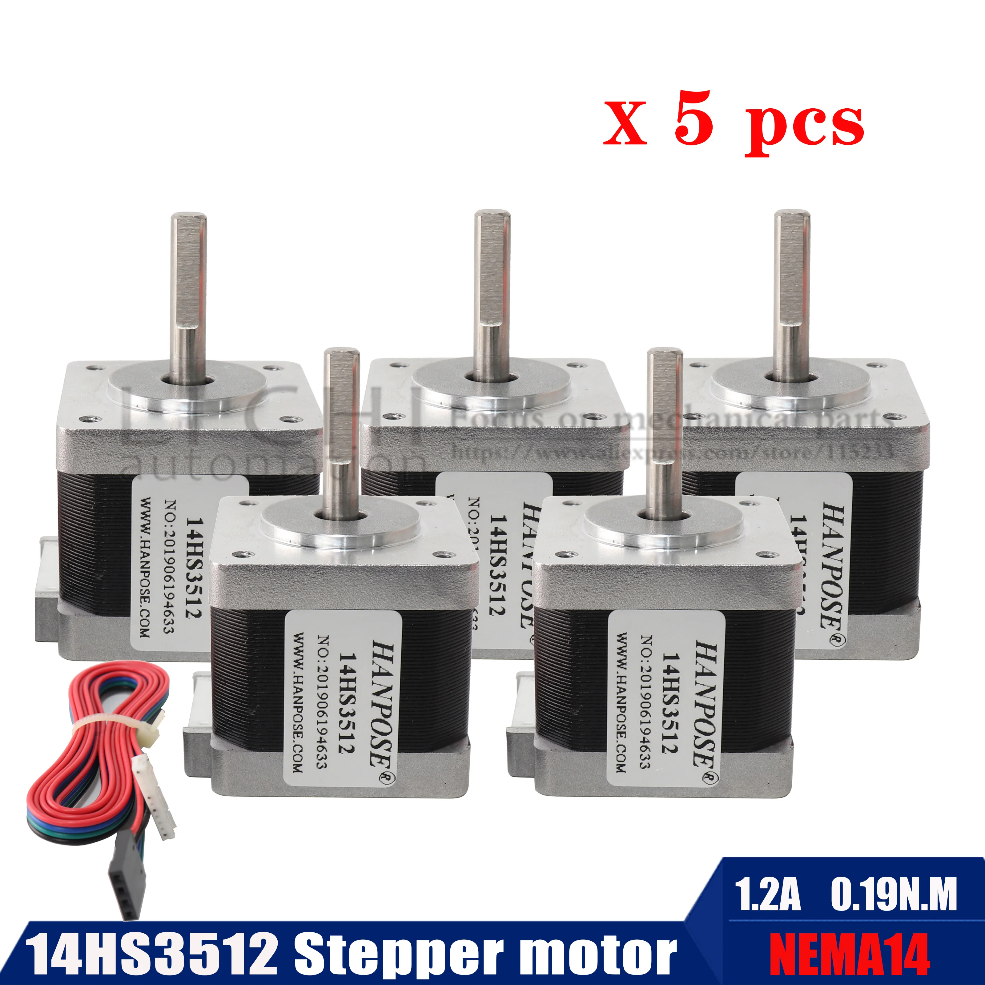 

Шаговый электродвигатель Nema14 14 14 14 hs3512, 25,5 нм, унции, в А, 4 ведущих, с DuPont линией, аксессуары для косметических медицинских машин, 5 шт.