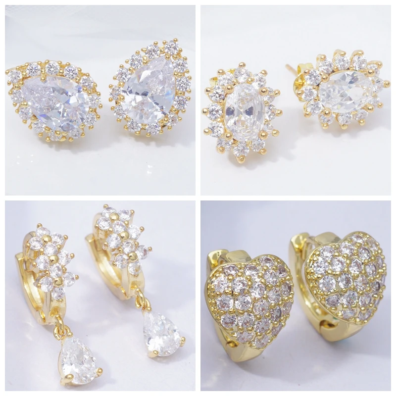 Микро проложить AAA Циркон Стразы Круг Серьги кольца для женщин и девочек подарок