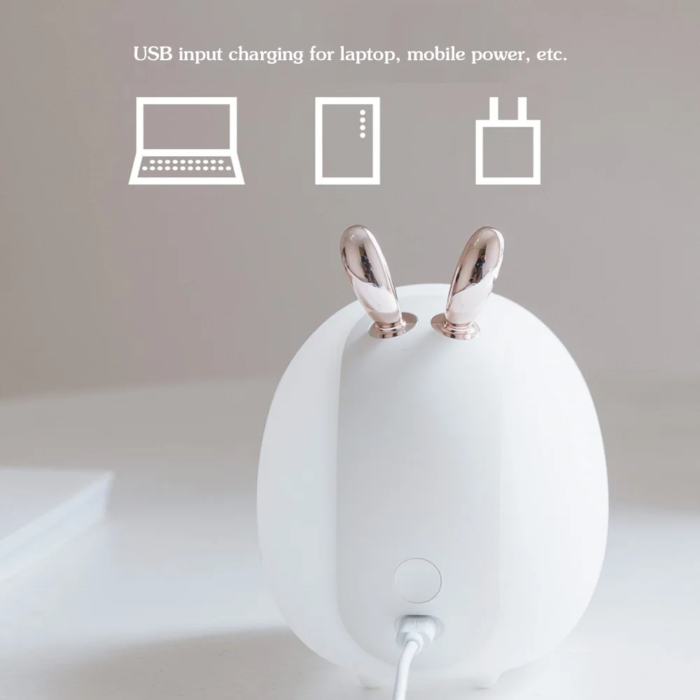 Светодиодный ночсветильник с оленем и кроликом силиконовый мультяшный