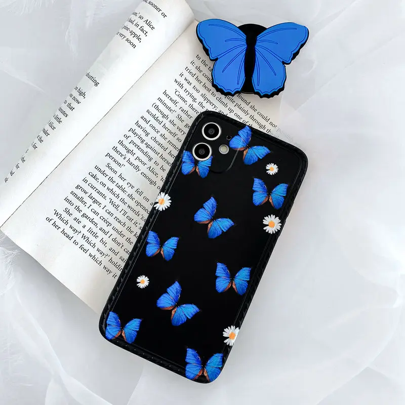 

Butterfly Bracket Phone Cases for iPhone 12 12 Pro Max 11 Pro Max 11 X Xr Xs Max 7 8 Plus Soft Frosted Shell