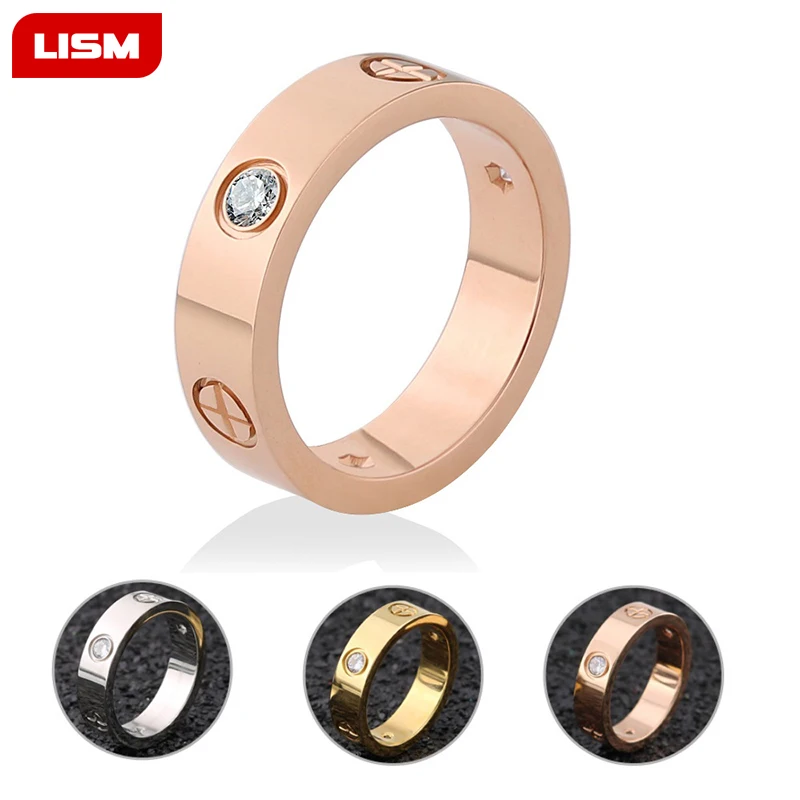 Кольца из нержавеющей стали с цирконом и камнем для женщин девушек обручальные