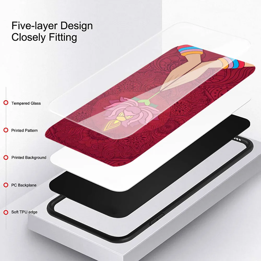 mandala chakra yoga tempered glass cover for realme 7 7i xt c3 6 5 pro for oppo a9 2020 a52 find x2 lite phone case free global shipping