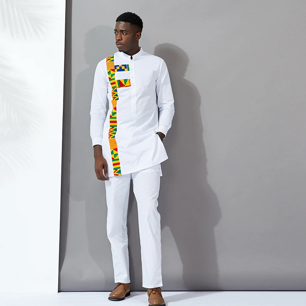 African Men Clothes traditional african men suit African Men fashion kente Print Shirt pant men’s wedding set