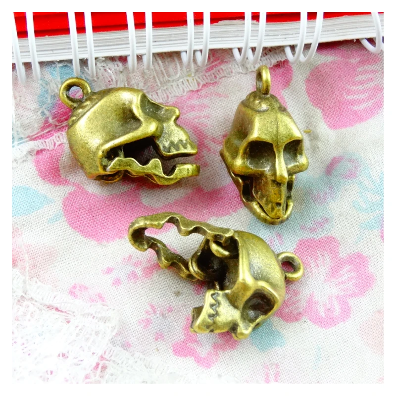 

10PCS 29.1*17.9MM Metal Alloy Antique Bronze Plated Skull Charms Pendants for Jewelry Making DIY Handmade Craft