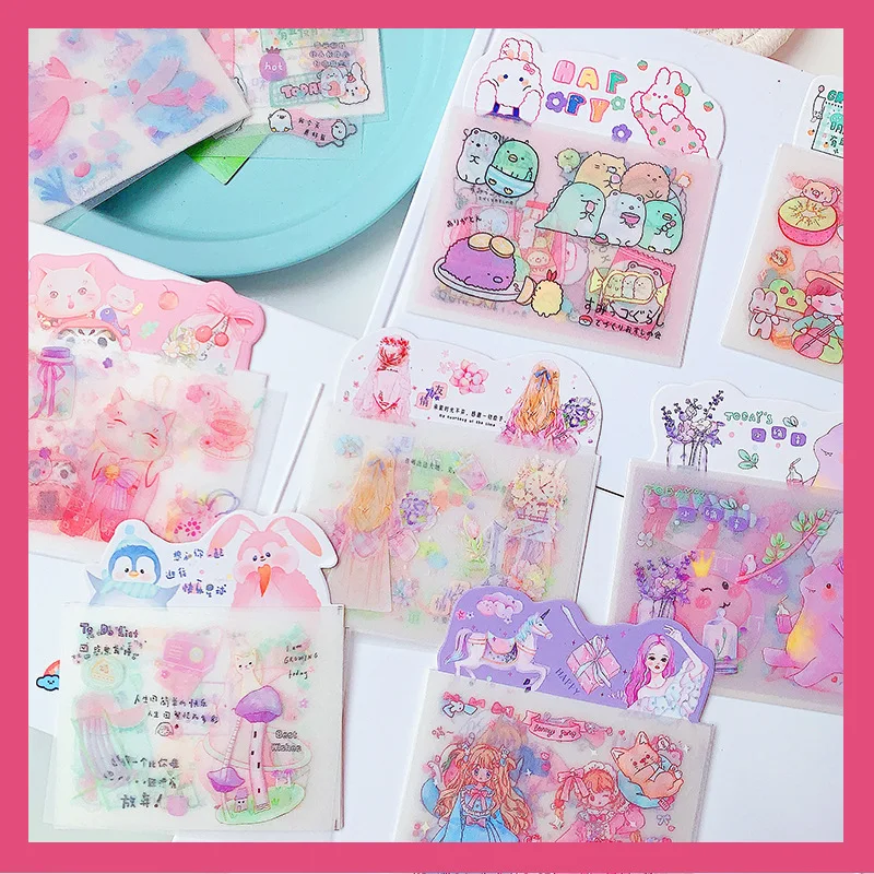 

Creative Cartoon DIY Scrub Hand Account Sticker Book Decorative Paste College Style Cute Fresh Label Paper