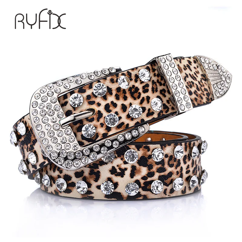 Женский ремень с леопардовым рисунком питона из искусственной кожи заклепками и