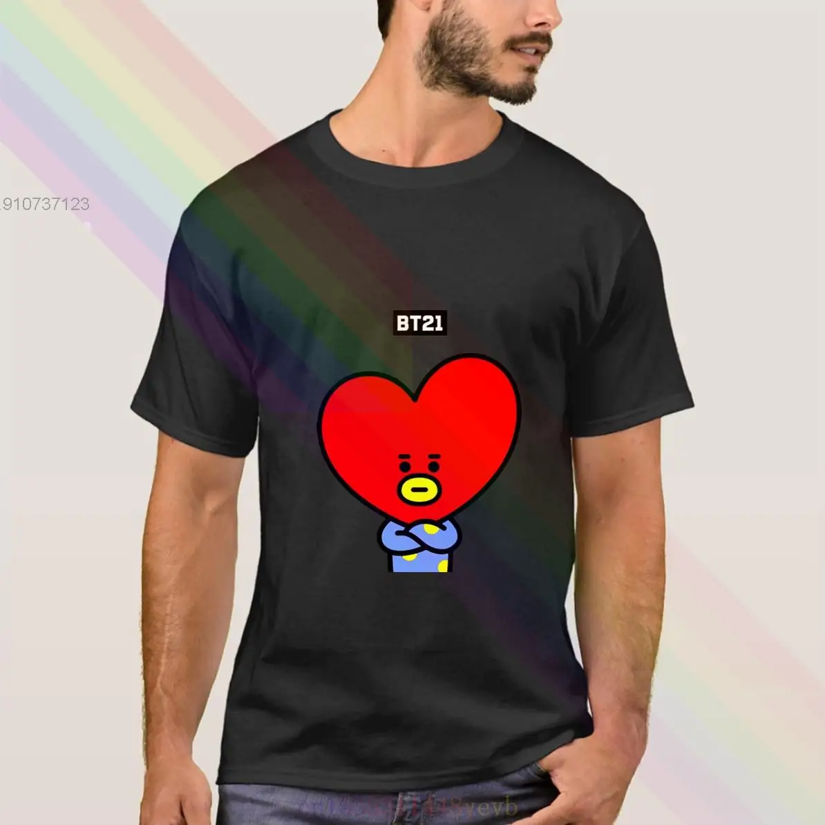 Лето 2020 новинка BT21 Tata портрет V2 логотип Повседневная футболка подарок 100%