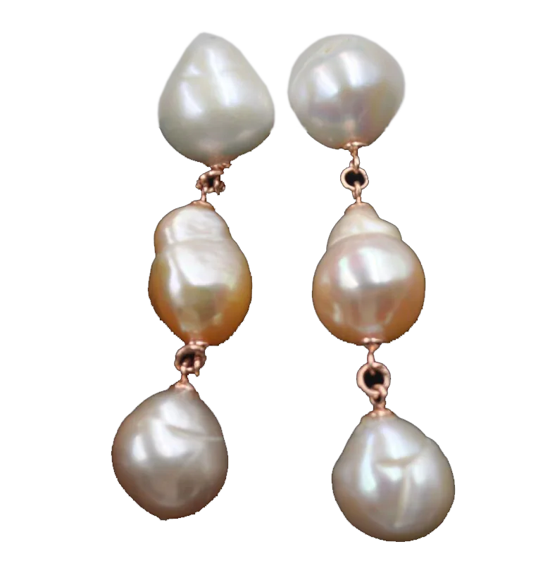 Барокко висячий 11-12 мм микс (натуральный) фотоцвет розовое золото | Украшения и