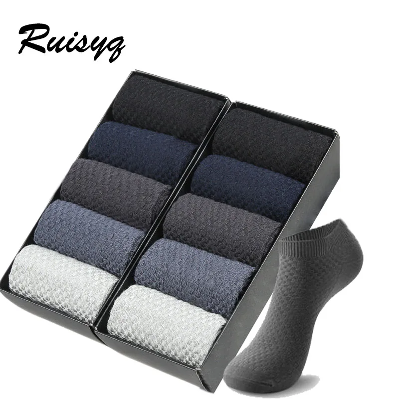 

Носки мужские из бамбукового волокна, черные, дышащие, деловые, кожаные, 38-44, 10 пар, лето короткие носки до лодыжки