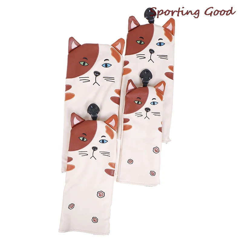 

1/4 Pcs Cute Cartoon Cat Head Golf Headcovers Tee Sets Vintage Driver Covers