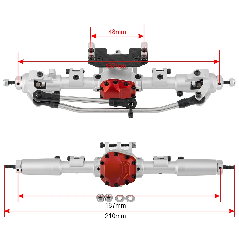 

YEAHRUN Sliver CNC Aluminum Front Rear Straight Complete Axle for 1/10 RC Crawler Car Axial SCX10 90046 Upgrade Parts